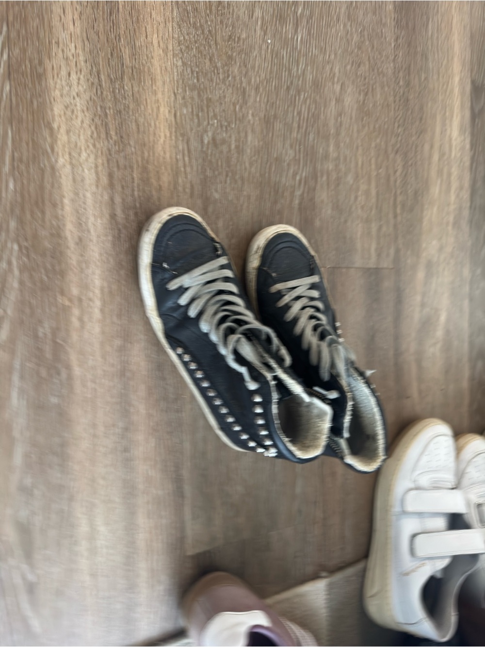 Golden Goose Black High-Top Sneakers with Stud Accents - Picture 3 of 5